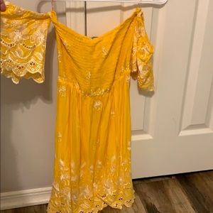 off the shoulder with attached sleeves dress